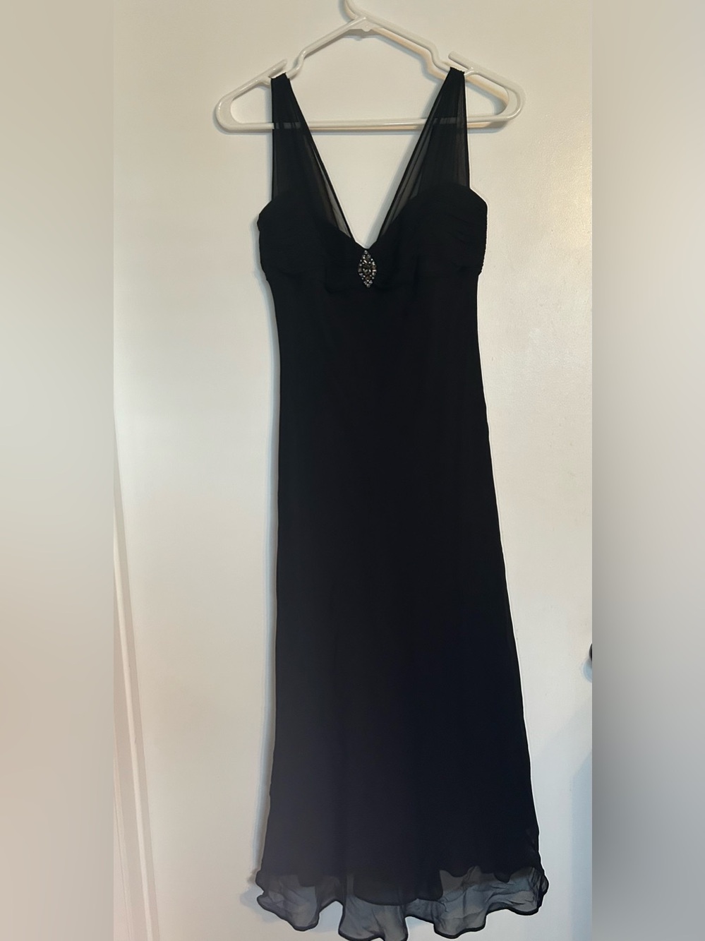 Jones New York Vintage Silk Black Strapless Evening Gown with Beaded Accent